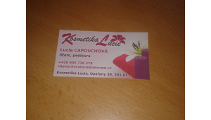 Zpracování vizitek - kosmetika Lucie